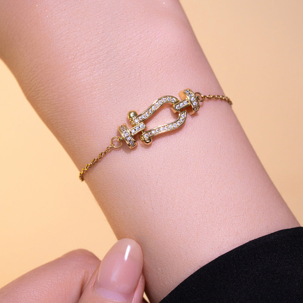 Braccialetto da donna Minimalista Cuore Stella Luna Farfalla con Strass in Acciaio al Titanio con Finitura Placcata