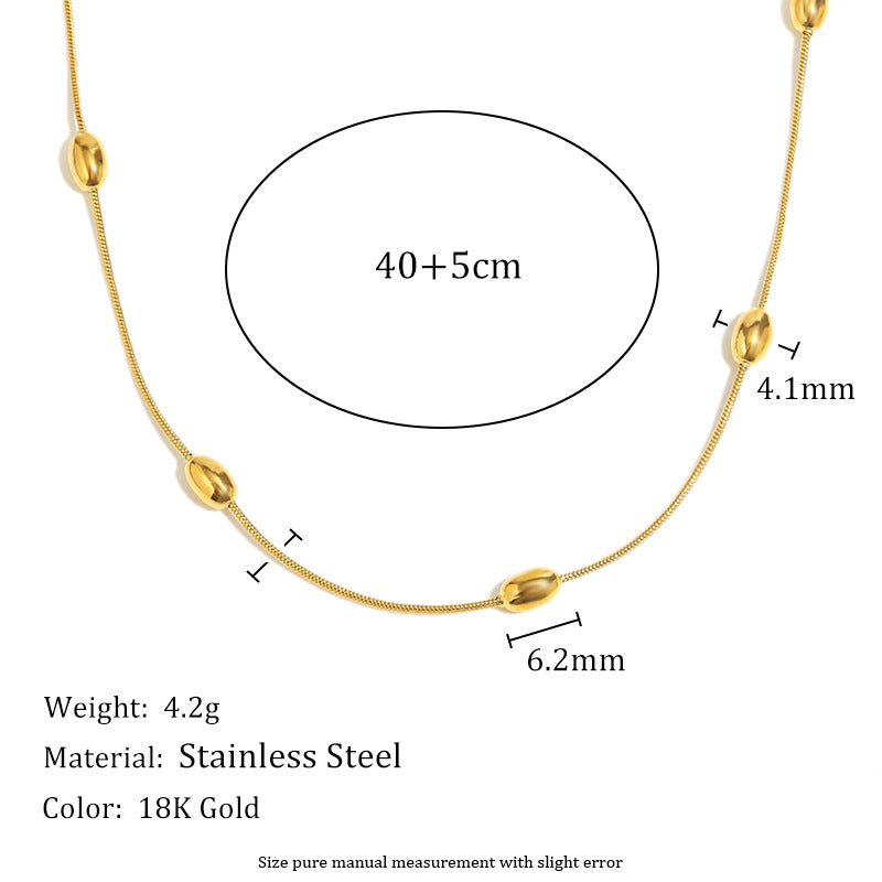 Minimalist Geometric Stainless Steel Plated 18K Gold Fine Chain Tassel Pendant Necklace for Women