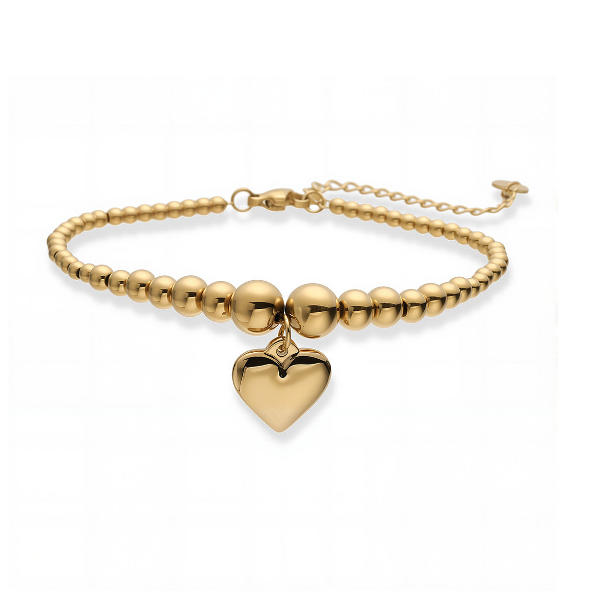 Pulsera minimalista de acero inoxidable con forma de corazón y acabado chapado para mujer