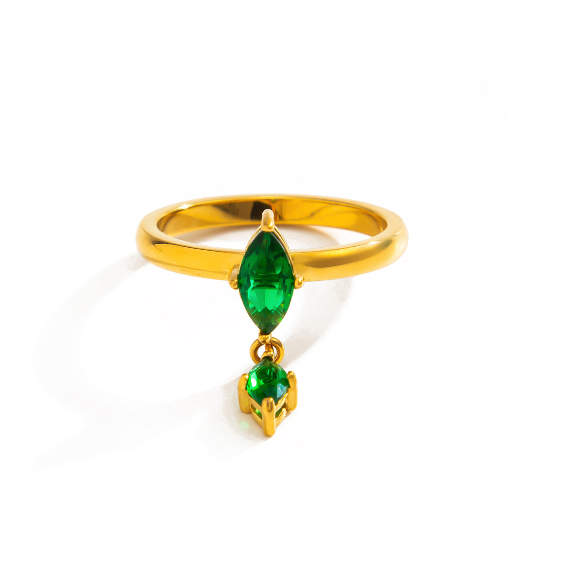 Luxury Minimalist Geometric Stainless Steel Ring with Cubic Zirconia PVD Plating for Women