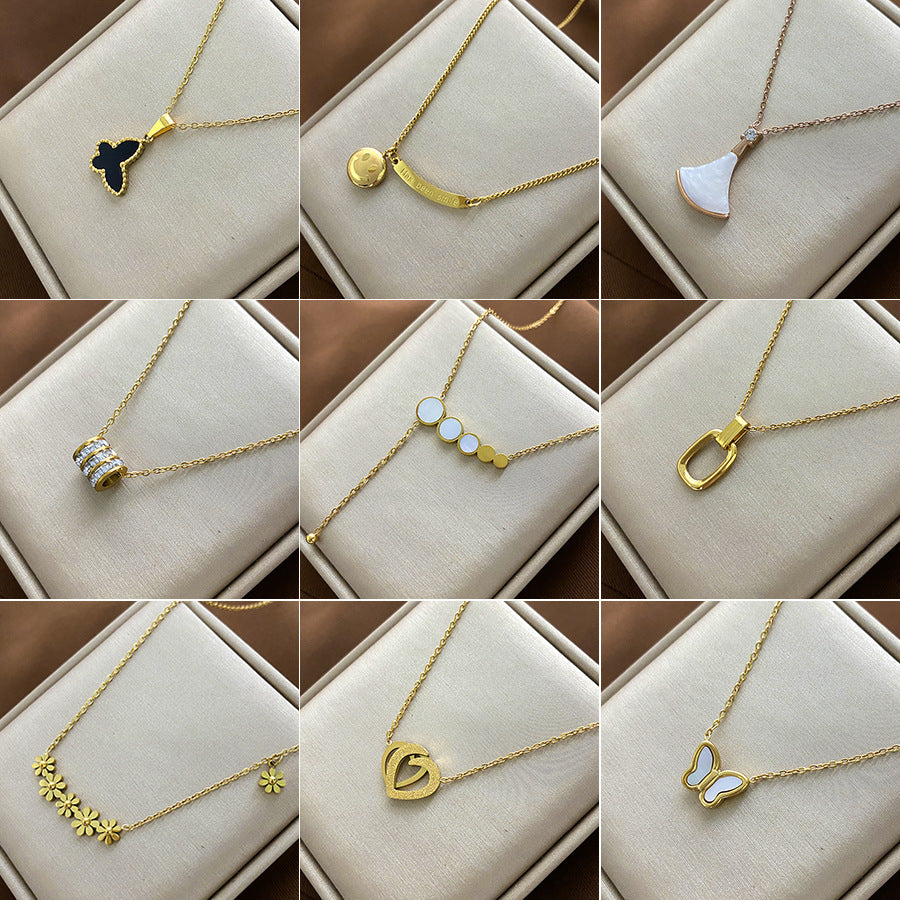 Minimalist Animal-Shaped Titanium Steel Clavicle Necklace for Women with Electroplated Finish and Irregular Design
