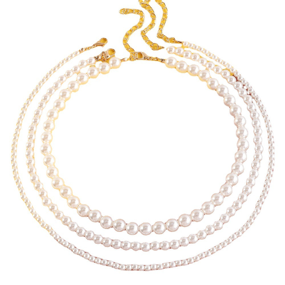 Collana Minimalista in Resina e Perle di Plastica da Donna, Catena con Perle Rotonde, Gioielli Classici Quotidiani