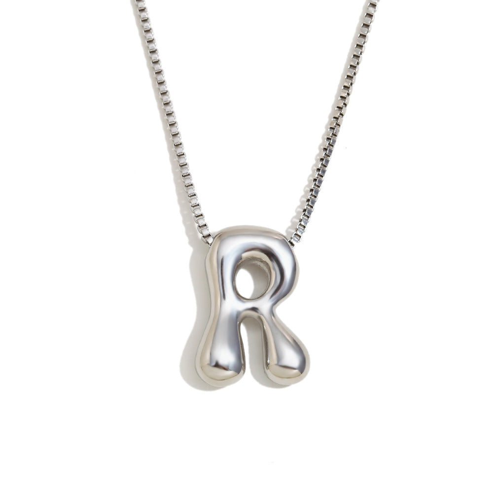 Minimalist Fashion Letter Necklace for Women Stainless Steel Pendant with 18K Gold Plating