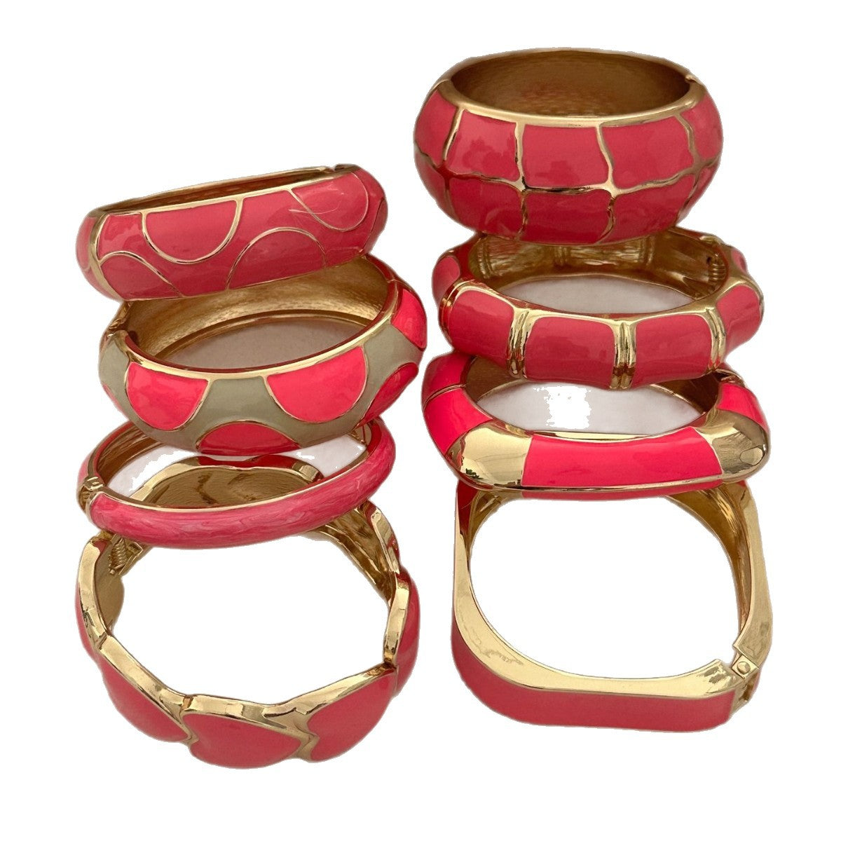 Pulsera redonda geométrica de aleación chapada en esmalte rosa, de lujo para negocios