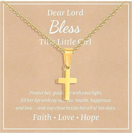 Elegant Business Geometric Cross Pendant Stainless Steel PVD Cable Chain Necklace Unisex