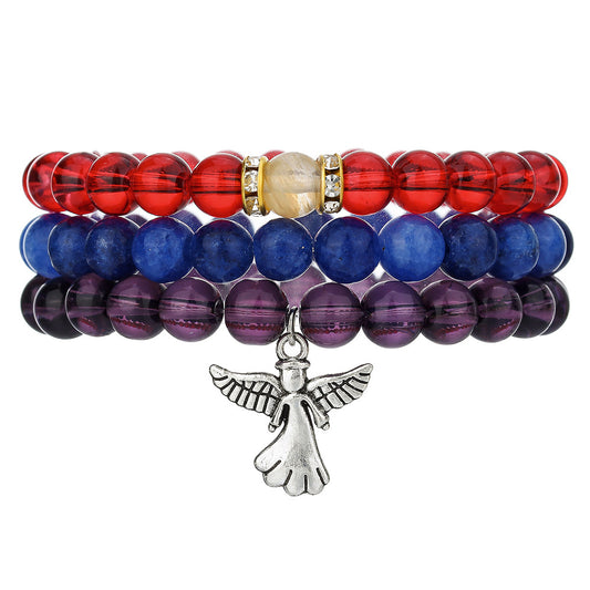 Pulsera de ágata hecha a mano estilo amatista para mujeres y hombres, regalo de joyería de moda unisex para viajeros, madres, amigos, parejas y recuerdos de viaje
