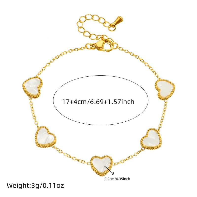 Vintage Sweet Heart Teardrop Stainless Steel Plated Cable Chain Jewelry Set for Women