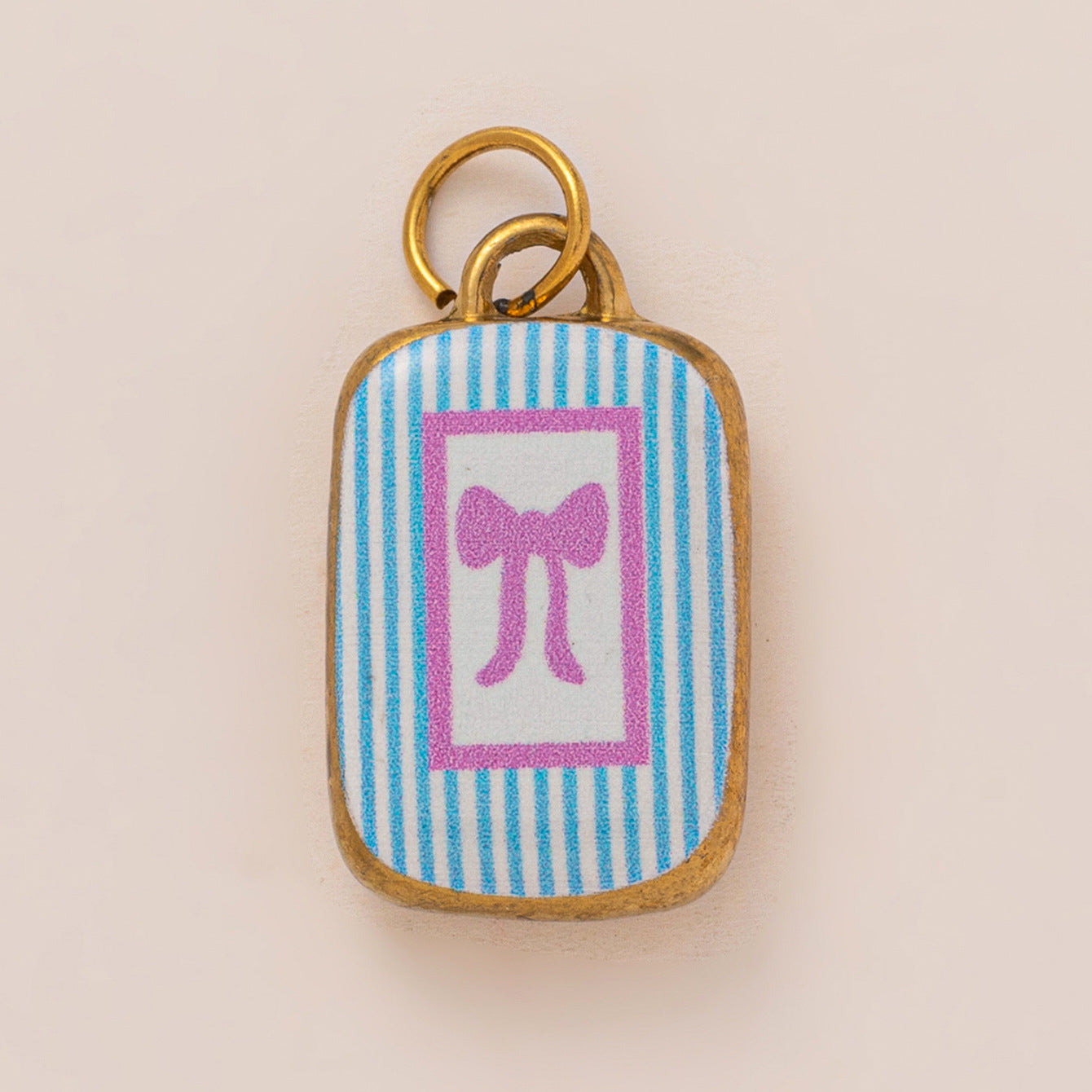 18K Gold Plated Square Cartoon Stainless Steel Pendant Charm Bar on Titanium Steel Cable Chain