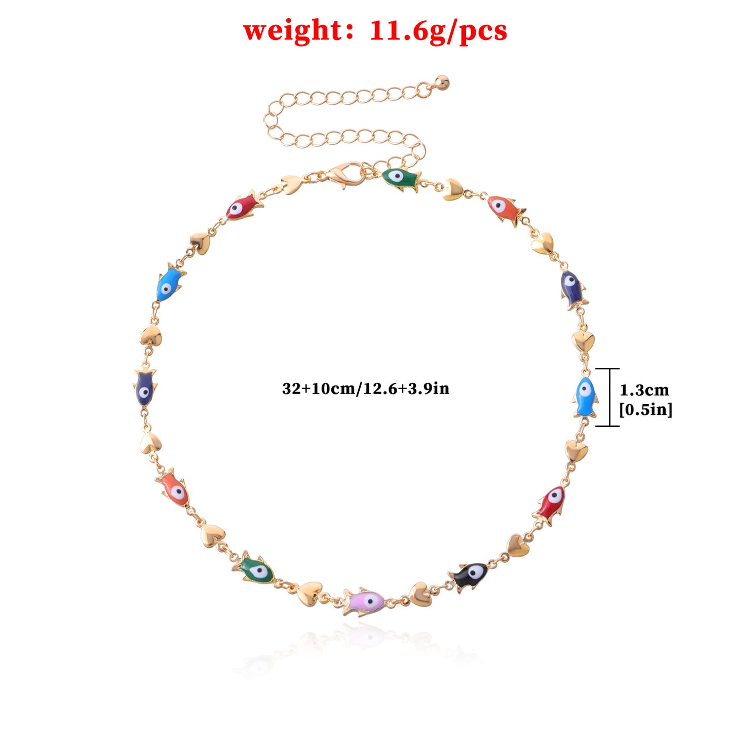 Women's Fish Heart Pendant Necklace Alloy Plated Handmade Chain Fashion Creative Jewelry