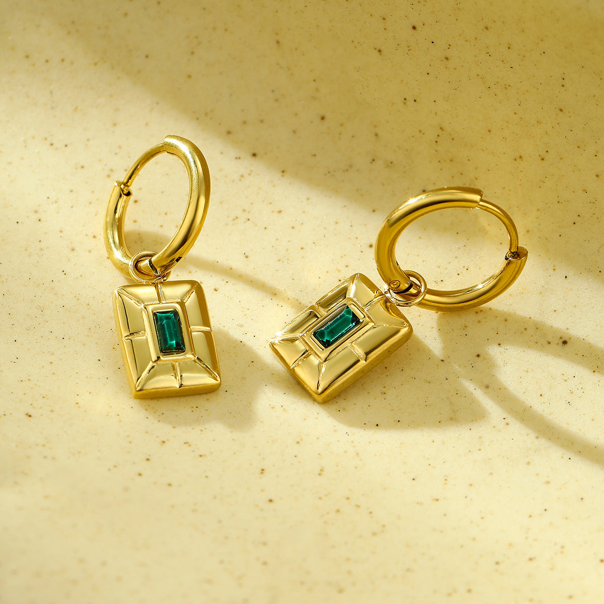 Minimalist Square Zirconia Titanium Steel Stud Earrings for Women with Plating Finish