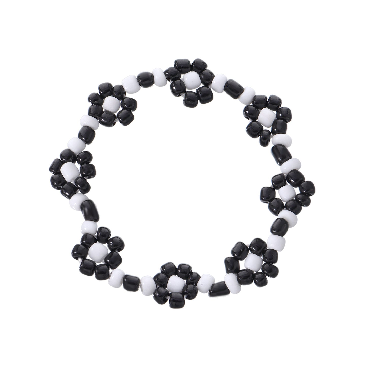 Floral Pattern Elastic Braided Beaded Bracelet for Women with Miyu Beads