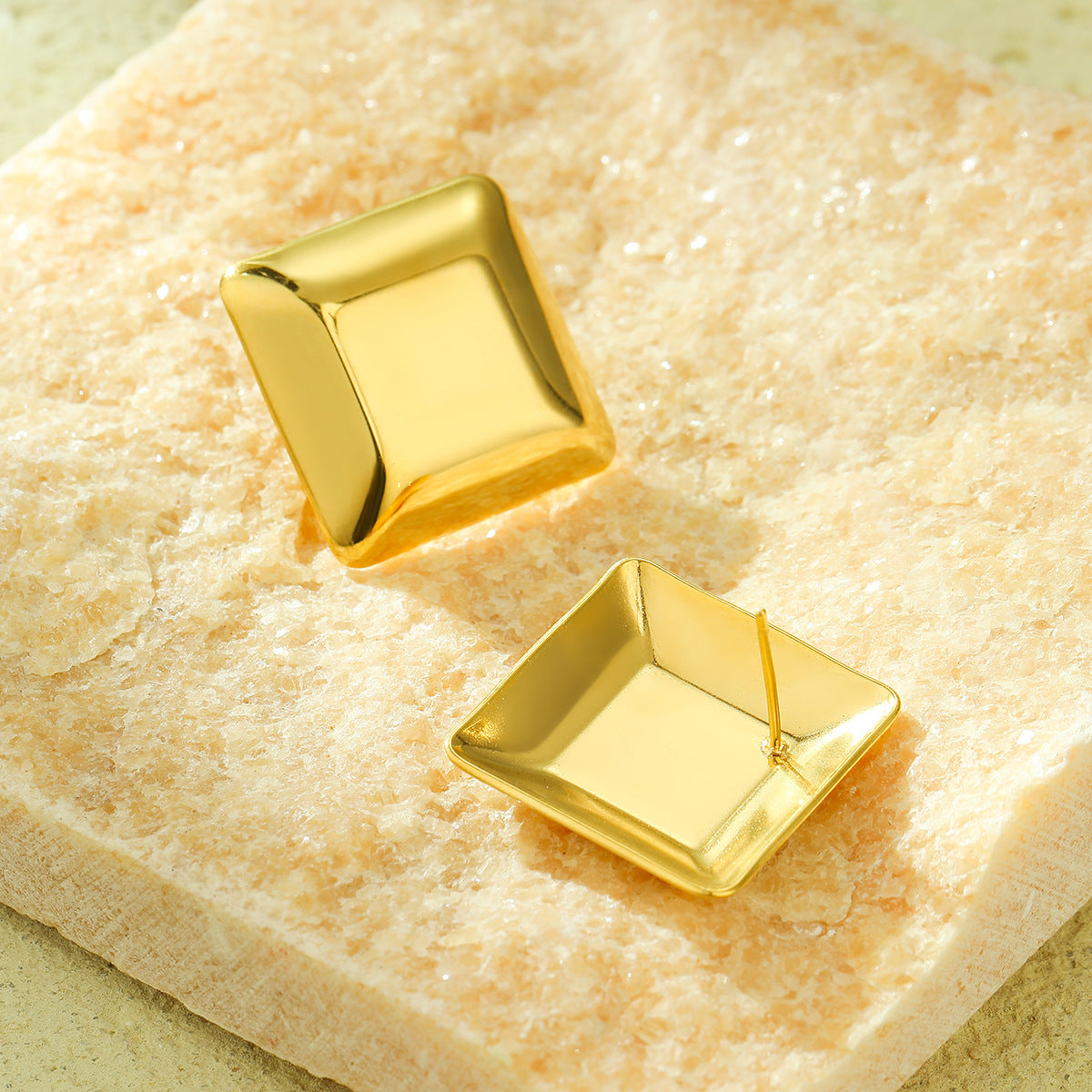 Orecchini quadrati minimalisti in acciaio inossidabile con placcatura in oro 18 carati da donna