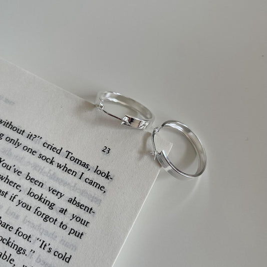 Pendientes de aro geométricos minimalistas de plata de ley S925 con superficie plana pulida