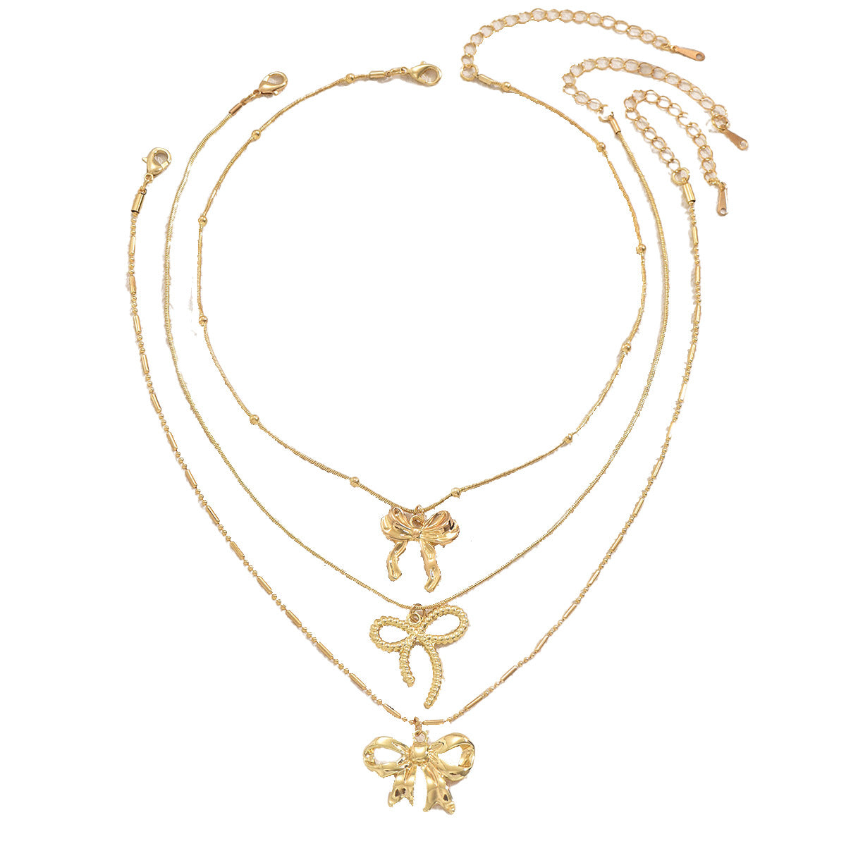 Minimalist Bow-Shaped Alloy Necklace with Plated Finish for Women, Adjustable Clavicle Chain Set