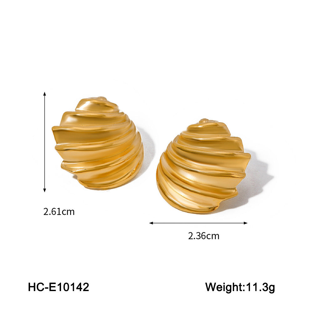 Ins Style Minimalist 18K Gold Plated Stainless Steel Geometric Irregular Twist Thread Earrings for Women