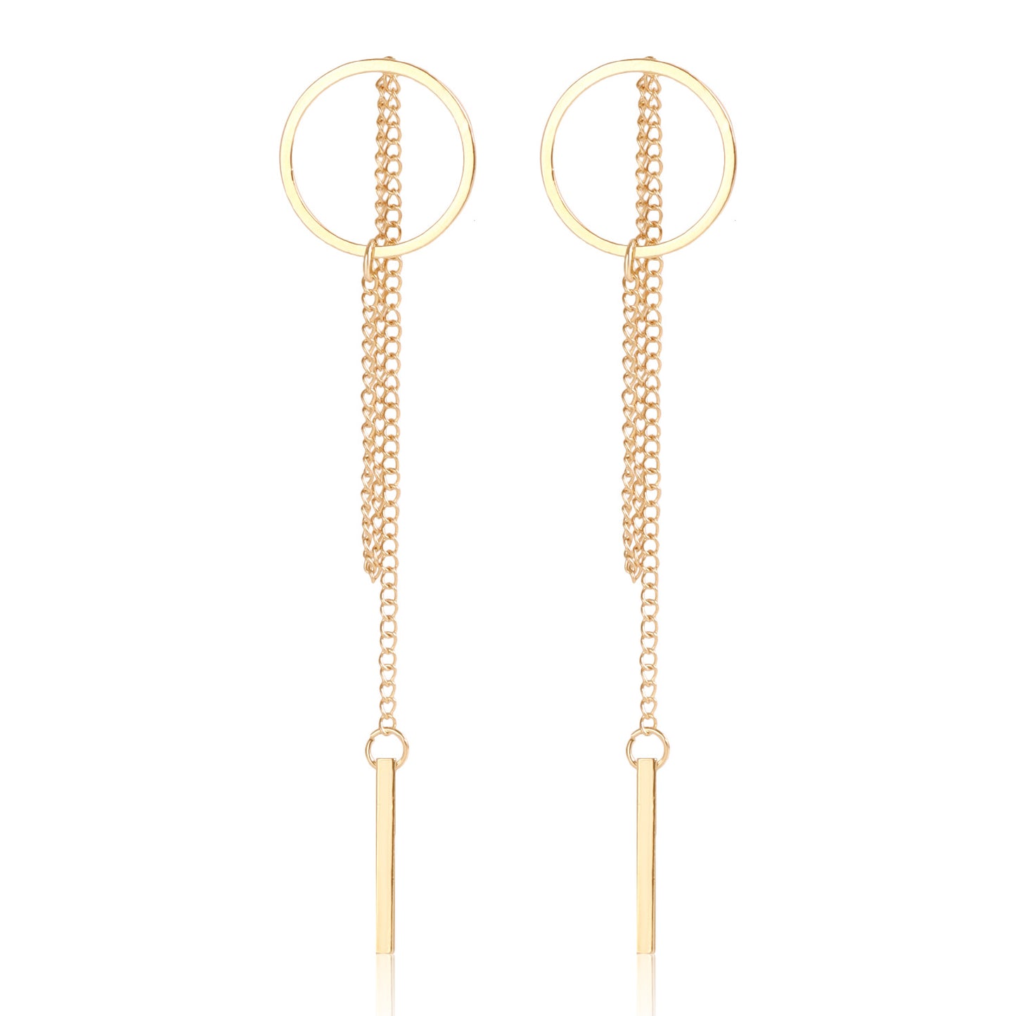 Geometric Hollow Round Long Tassel Earrings for Women with Plated Metal Finish Fashion Minimalist Statement Earrings