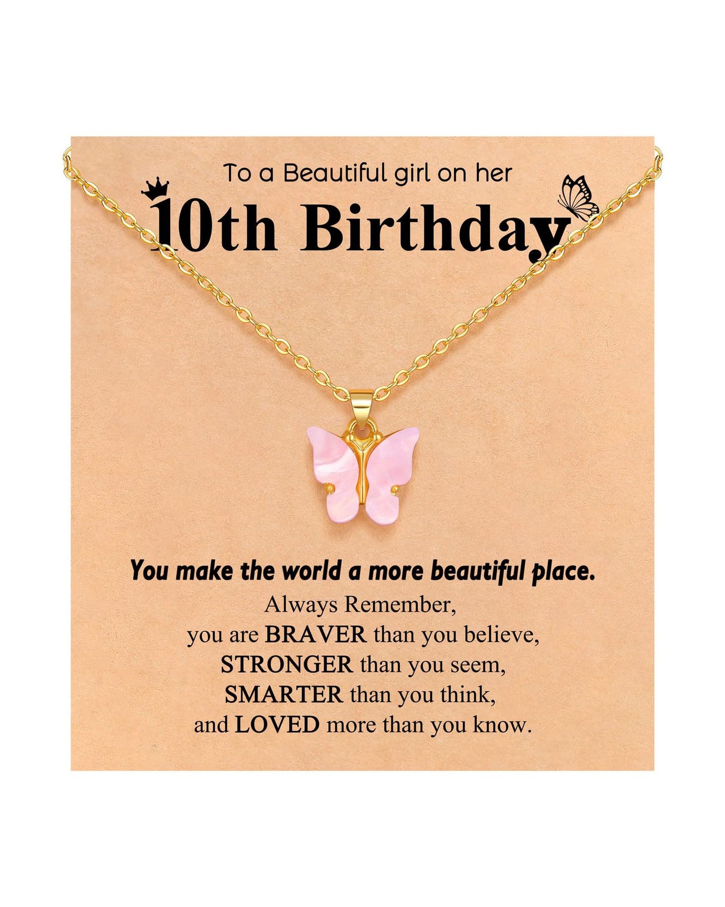 Pink Butterfly Pendant Stainless Steel Necklace for Women