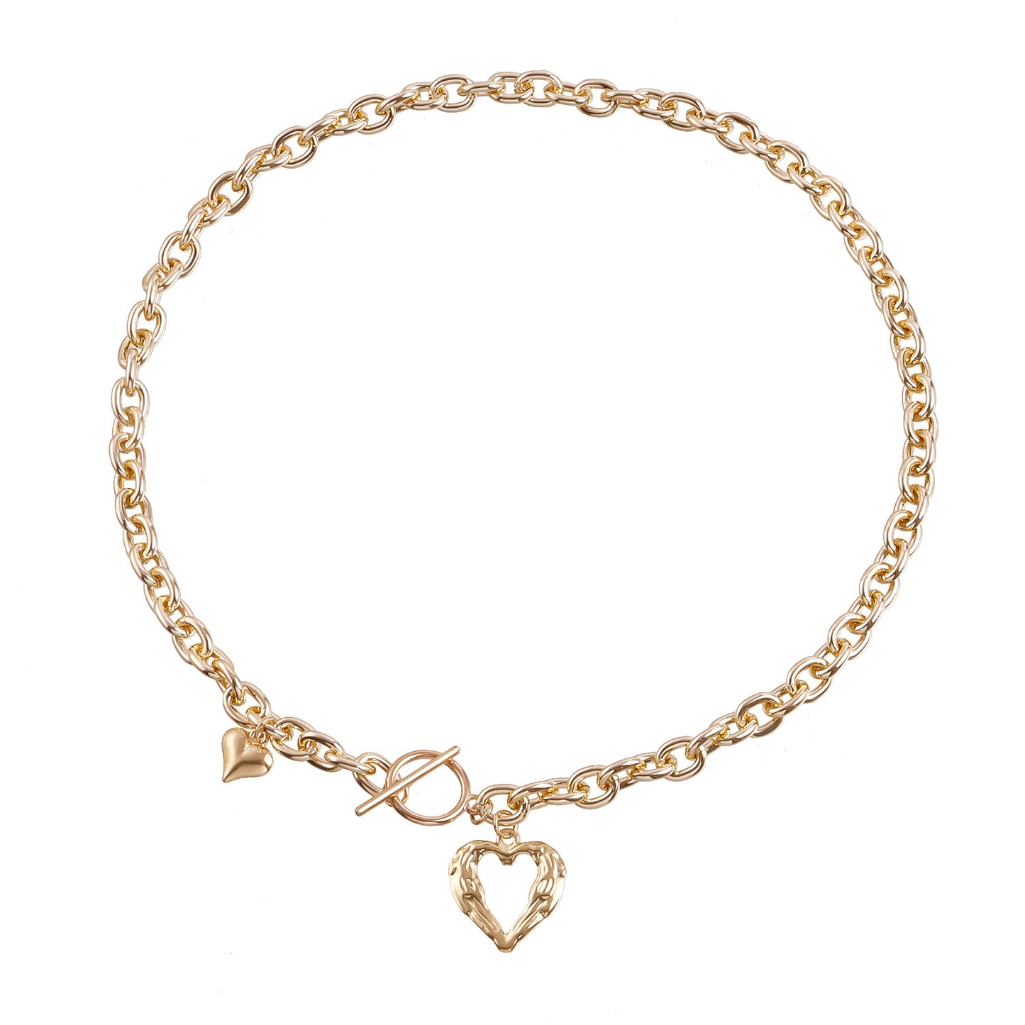 Minimalist Geometric Hollow Heart Pendant Necklace for Women Alloy Chain with Plating Finish
