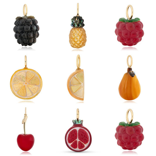 Fruit Charm Bar Brass Plated Corn Chain Necklace Unisex 9g