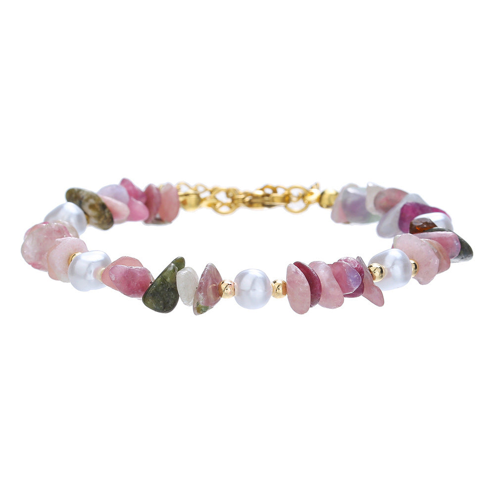 Geometric Style Lapis Lazuli and Freshwater Pearl Bracelet in Stainless Steel for Women and Men