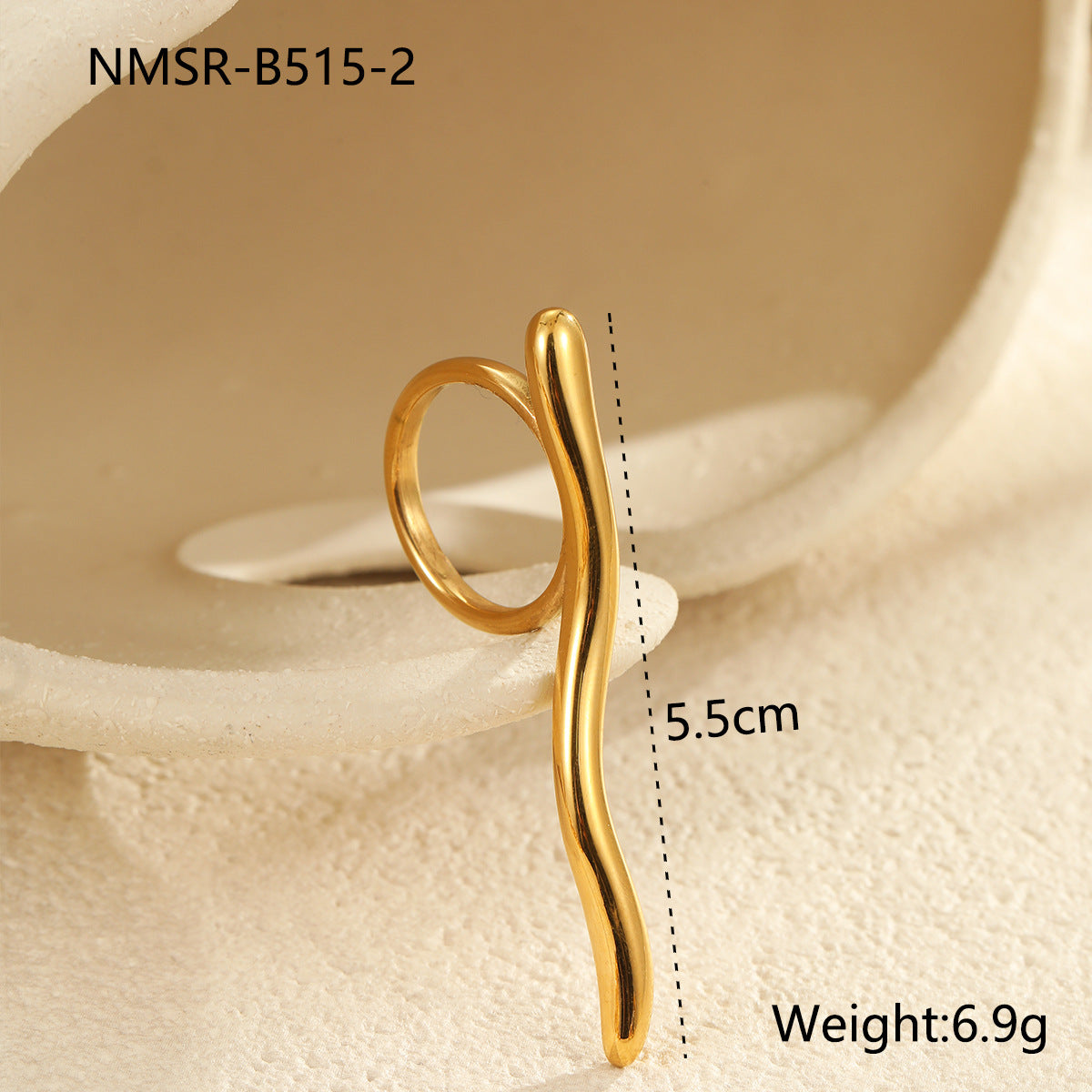 Anillo minimalista geométrico de acero de titanio para mujer con acabado chapado, banda personalizada de acero inoxidable de alta gama