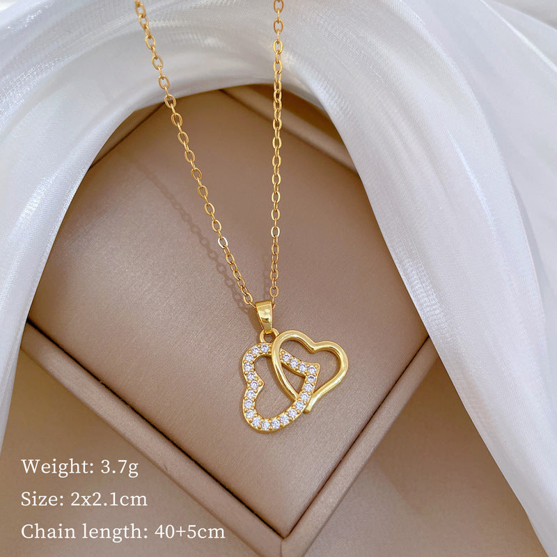 Geometric Minimalist Titanium Steel Necklace with Copper Pendant Plated in Real Gold Irregular Chain