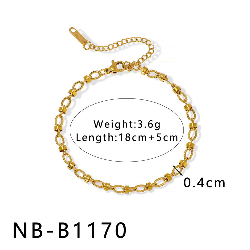 INS Style Geometric and Letter-Shaped Titanium Steel Stainless Steel Bracelet with 18K Gold Plating for Couples