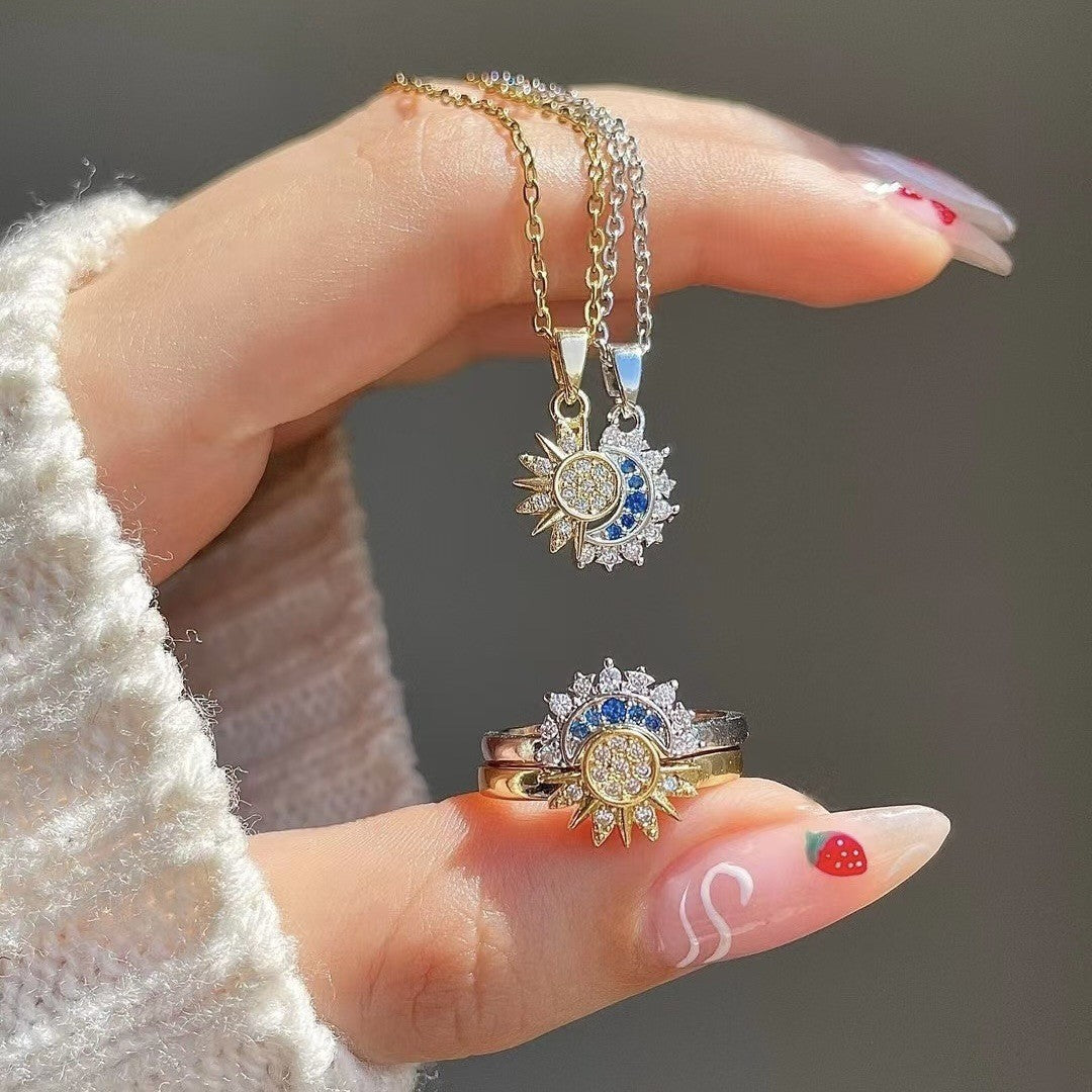 Luxury Minimalist Star and Geometric Shape Titanium Steel Necklace with Micro-Paved Zirconia for Women