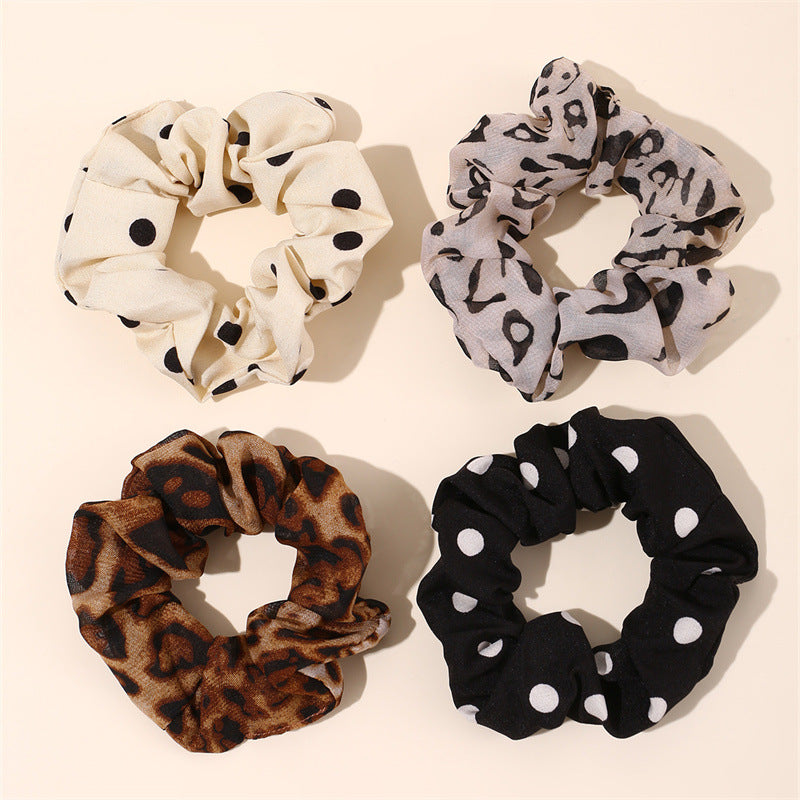 Set di elastici per capelli minimalisti a pois da bambina con motivo a margherita e texture a maglia in tessuto