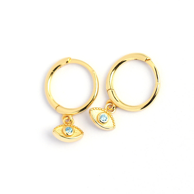 Orecchini a perno con strass intarsiati a occhio quadrato geometrico in argento sterling 925 Sweet Streetwear