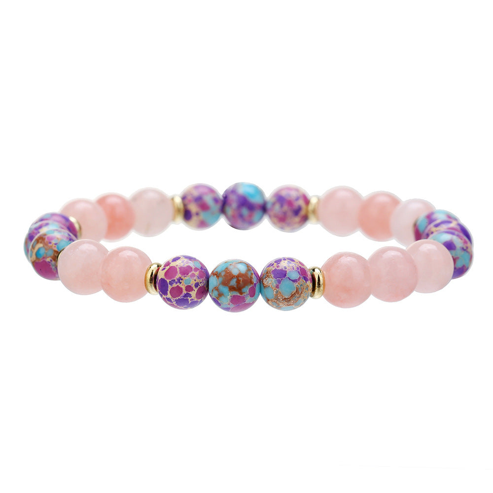 Bohemian Ethnic 8mm Round Natural Stone Stretch Bracelet with Buddha Element