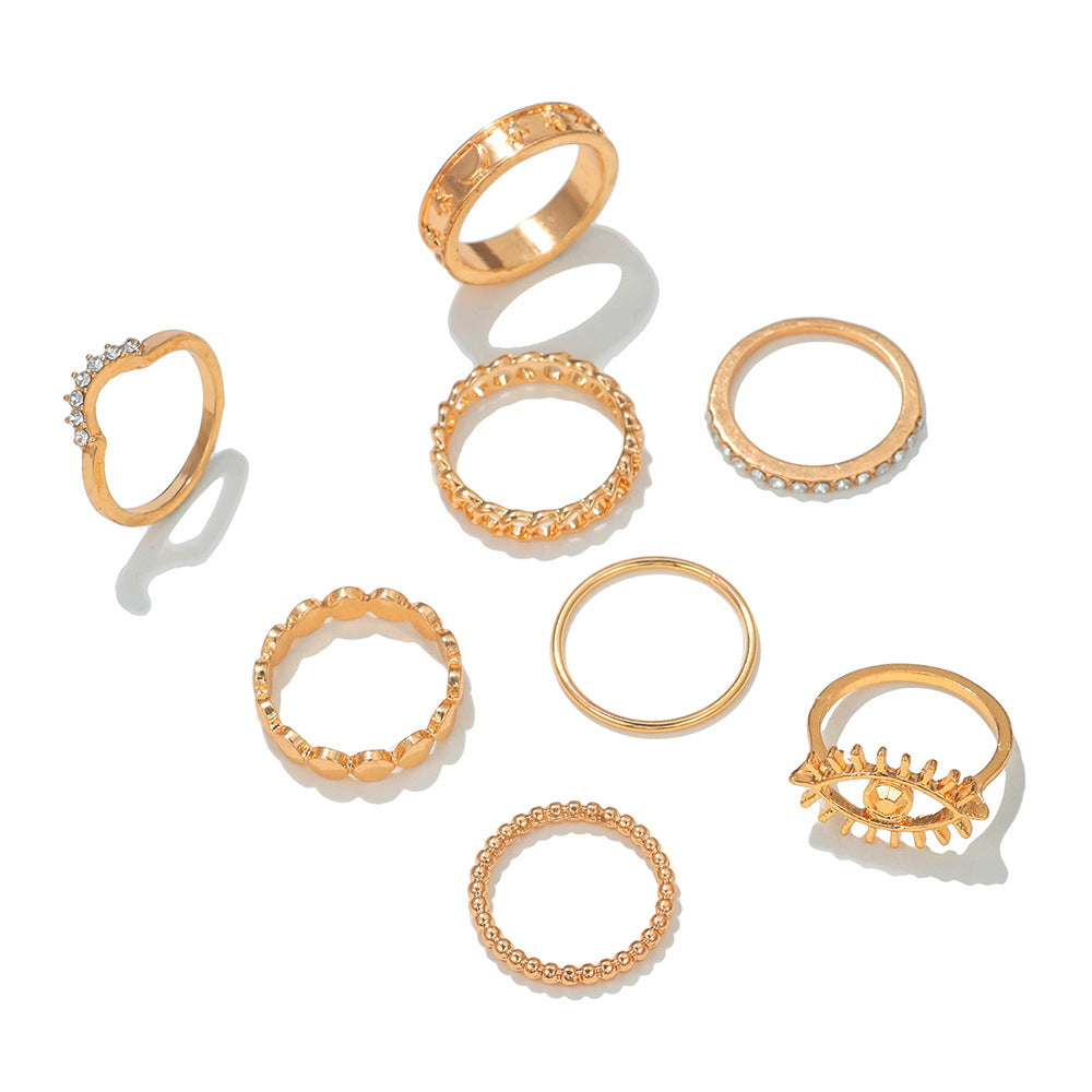 Geometric Butterfly Plated Alloy Ring Set