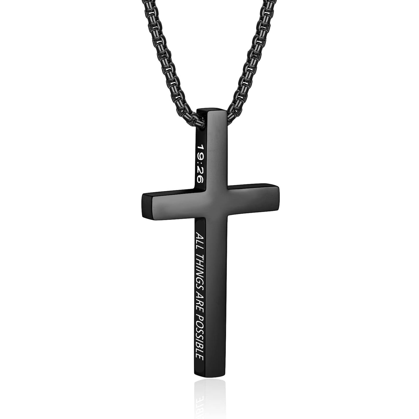 Minimalist Cross Pendant Necklace in Stainless Steel with Polished Titanium Steel Charm for Unisex Daily Wear