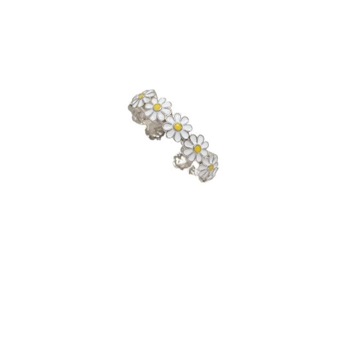Minimalist Elegant Plated Titanium Steel Flower Ring for Women