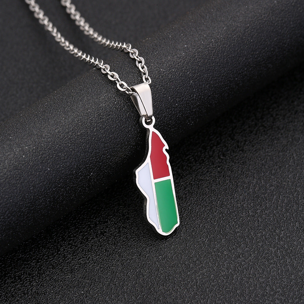 Collana Pendente Geometrica Minimalista in Acciaio Inossidabile con Finitura Placcata per Donna, Catena Maglione Leggera di Ispirazione Etnica