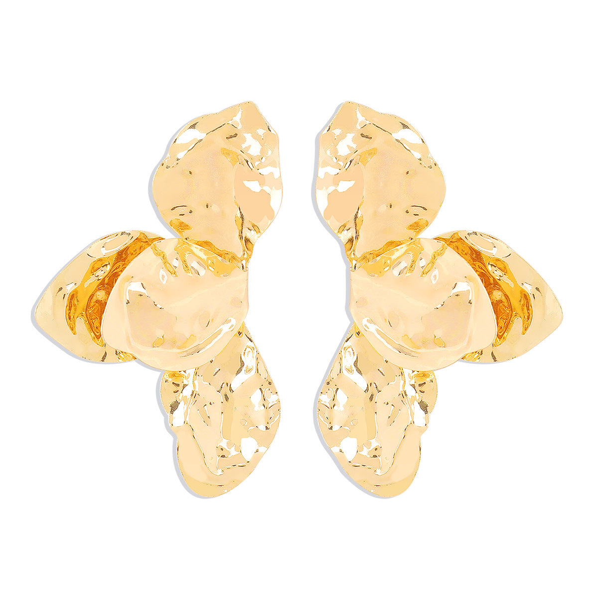 Pendientes de metal con diseño floral vintage, tachuelas y pétalos texturizados, con acabado galvanizado para mujer