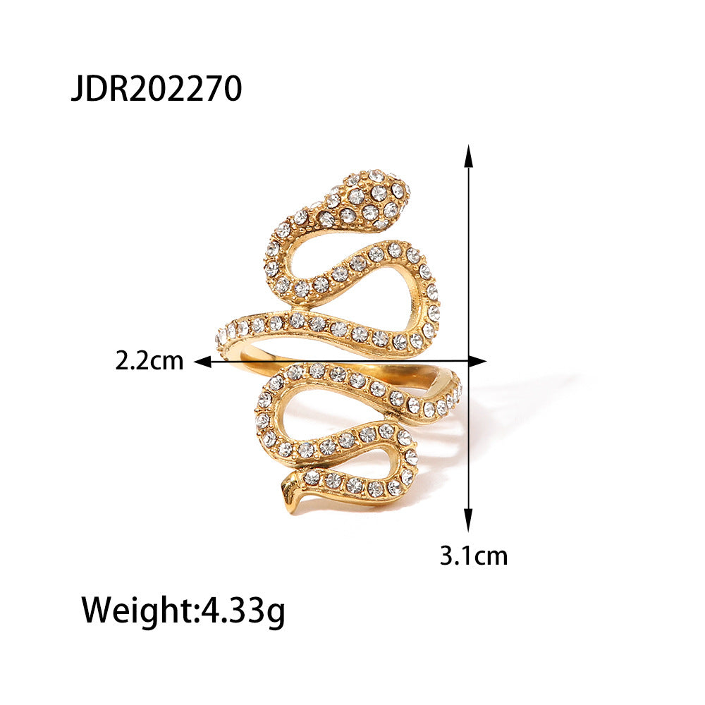 Trendy Geometric Snake Design 18K Gold Plated Stainless Steel Earrings for Women