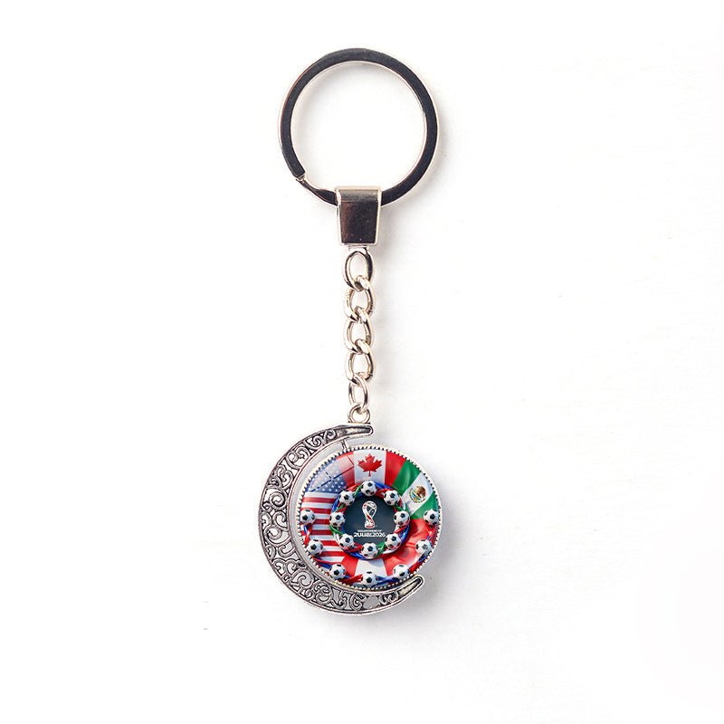 Rotating Moon Alloy Keychain Charm