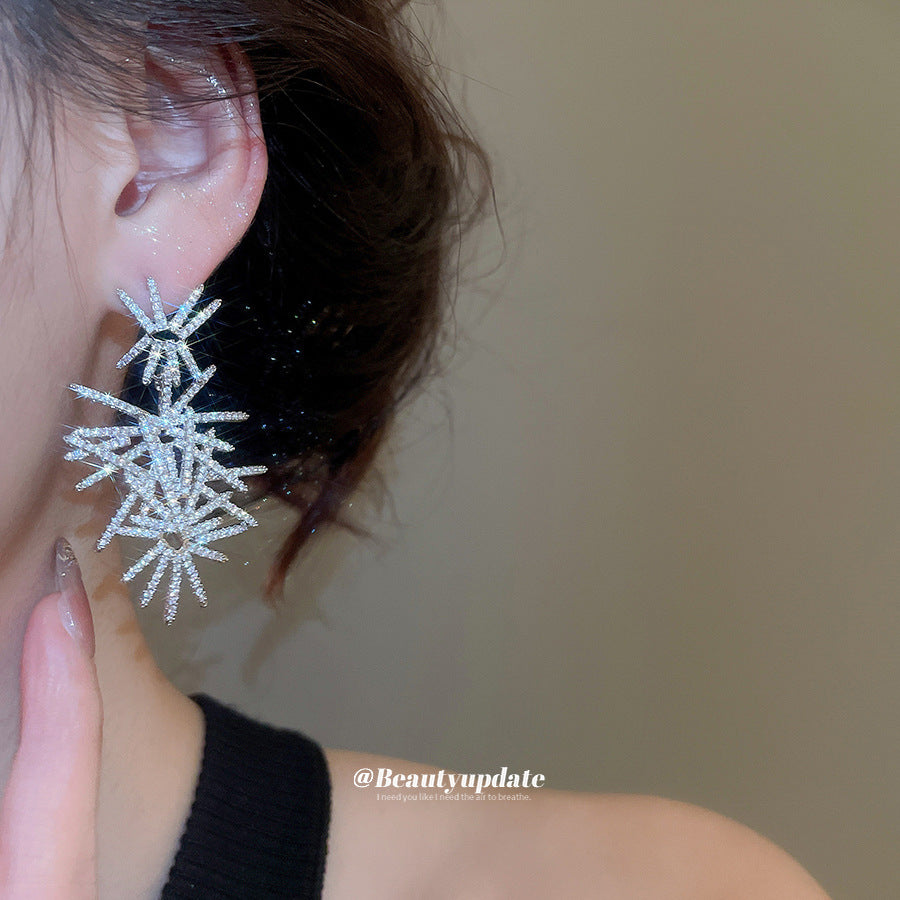 Pendientes minimalistas de lujo con circonitas y forma irregular para mujer, de latón con postes de acero inoxidable