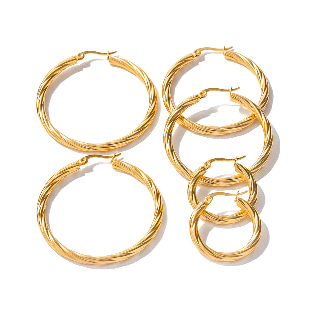 Minimalist Geometric Stainless Steel Ear Cuffs with 18K Gold Plating for Women Titanium Steel Hypoallergenic Fashion Earrings