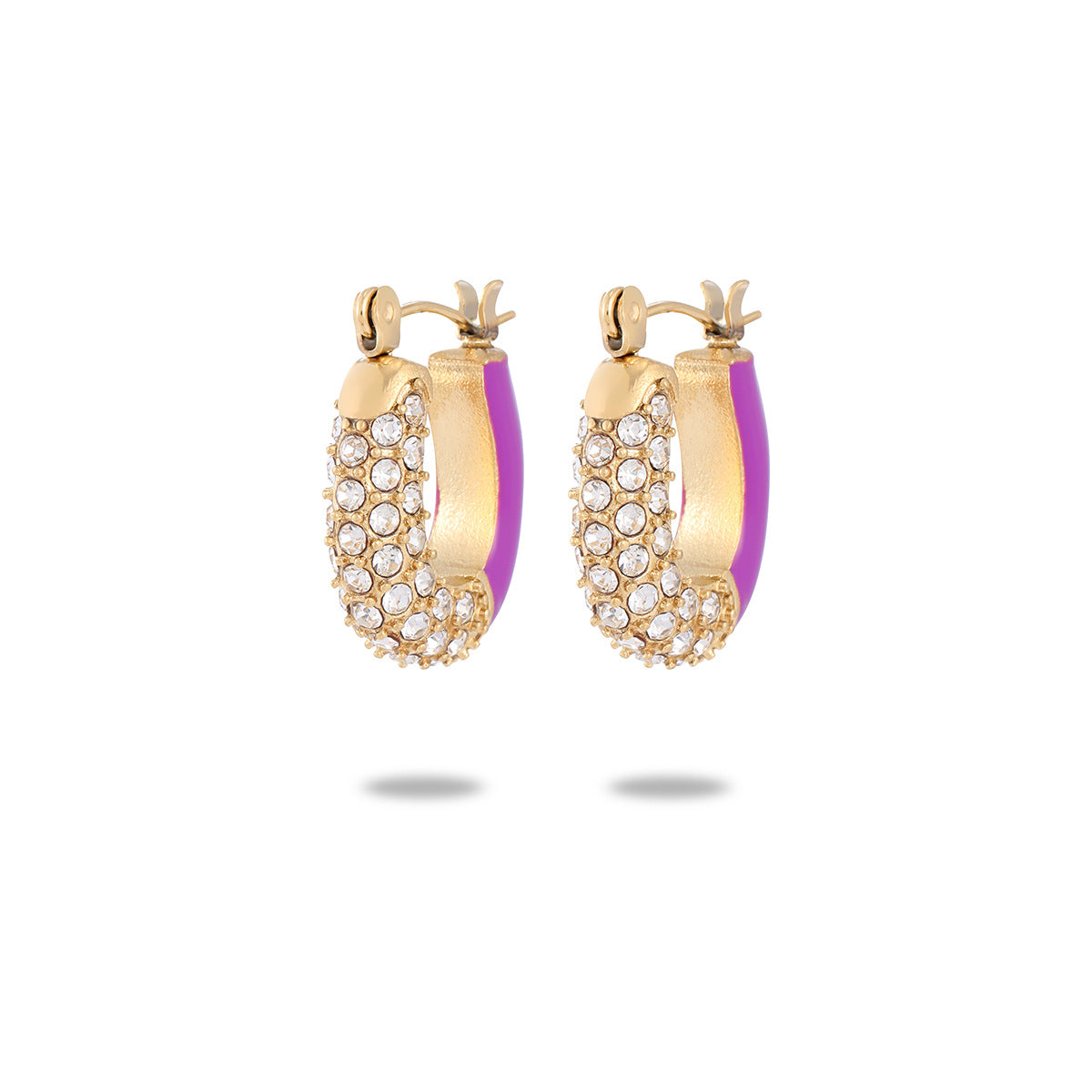 Elegantes Pendientes de Acero Inoxidable de Titanio Esmaltado con Incrustaciones de Pedrería Geométrica de Inspiración Francesa para Mujer, Ropa de Oficina de Moda de Lujo Estilo Palacio