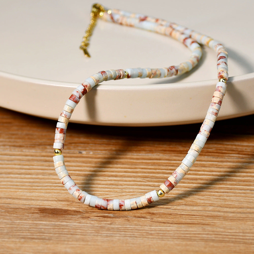 Elegant Geometric Natural Gemstone Beaded Necklace for Women