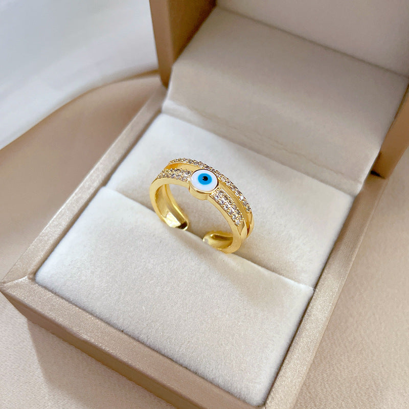 Minimalist Gold-Plated Brass Ring with Crown Shape and Zircon Inlay for Women