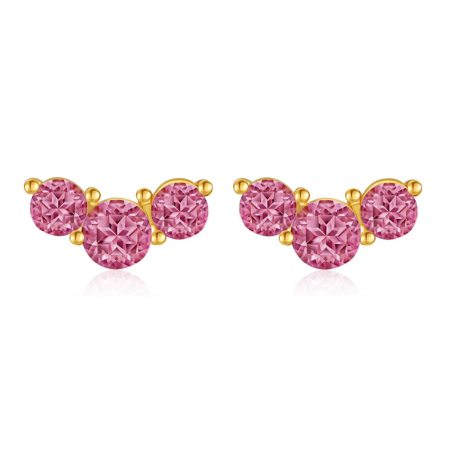 Orecchini a perno con pietra portafortuna geometrica in stile Fashion-Commuter, in rame con placcatura in vero oro e perni in argento sterling S925, da donna