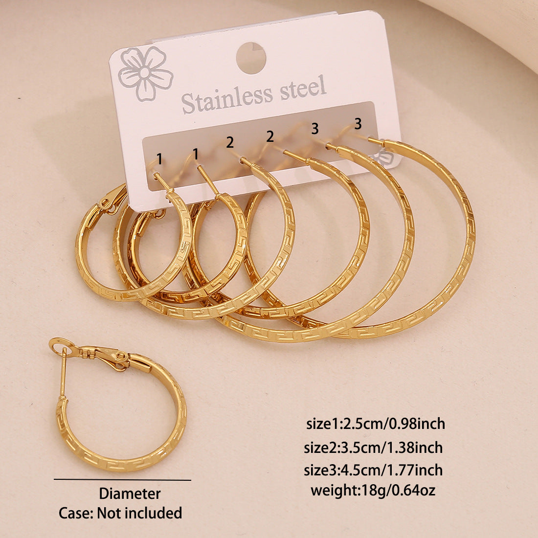 Fashion Geometric Hexagonal Stainless Steel Hoop Earrings with Plated Finish for Women