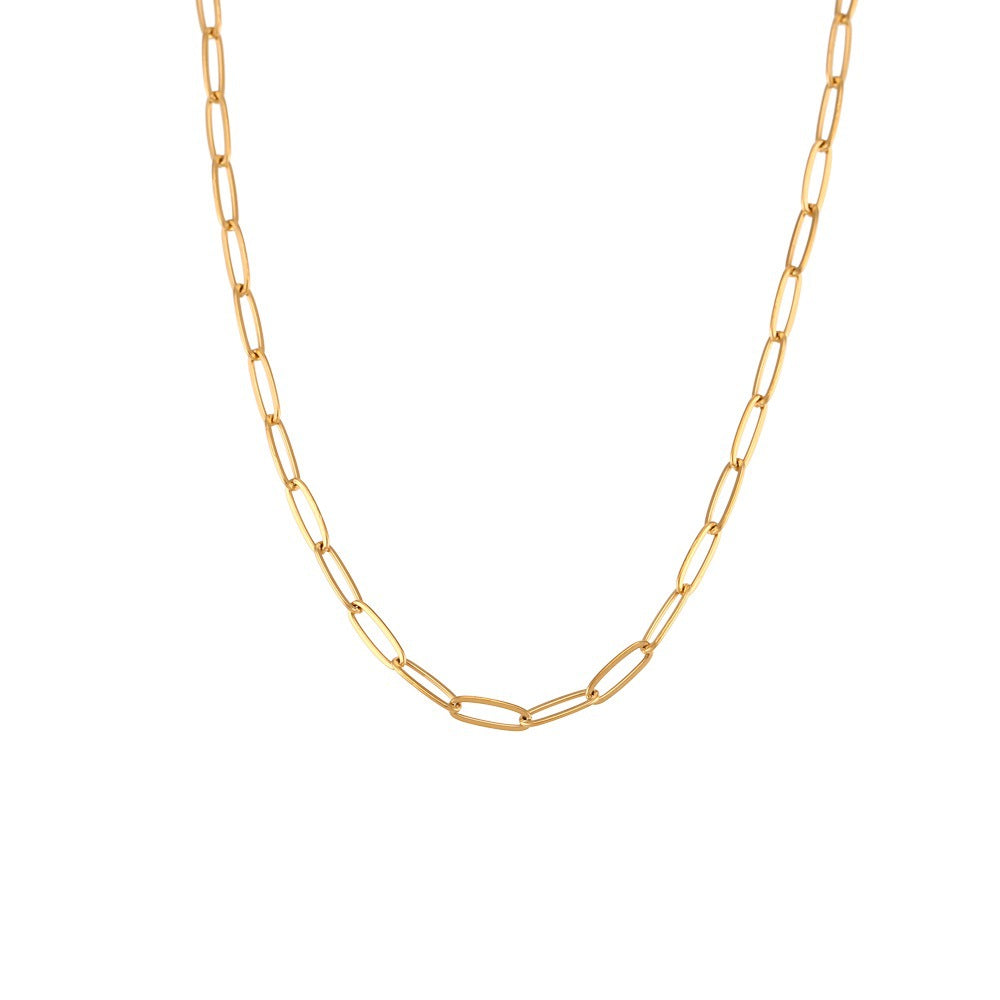 Collana con ciondolo a spilla da balia geometrica minimalista da donna in acciaio inossidabile placcato oro 18 carati