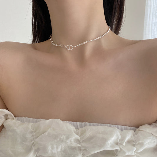 Collana con Ciondolo a Stella Geometrico Minimalista in Argento Sterling 925 con Placcatura in Oro su Catena di Perline
