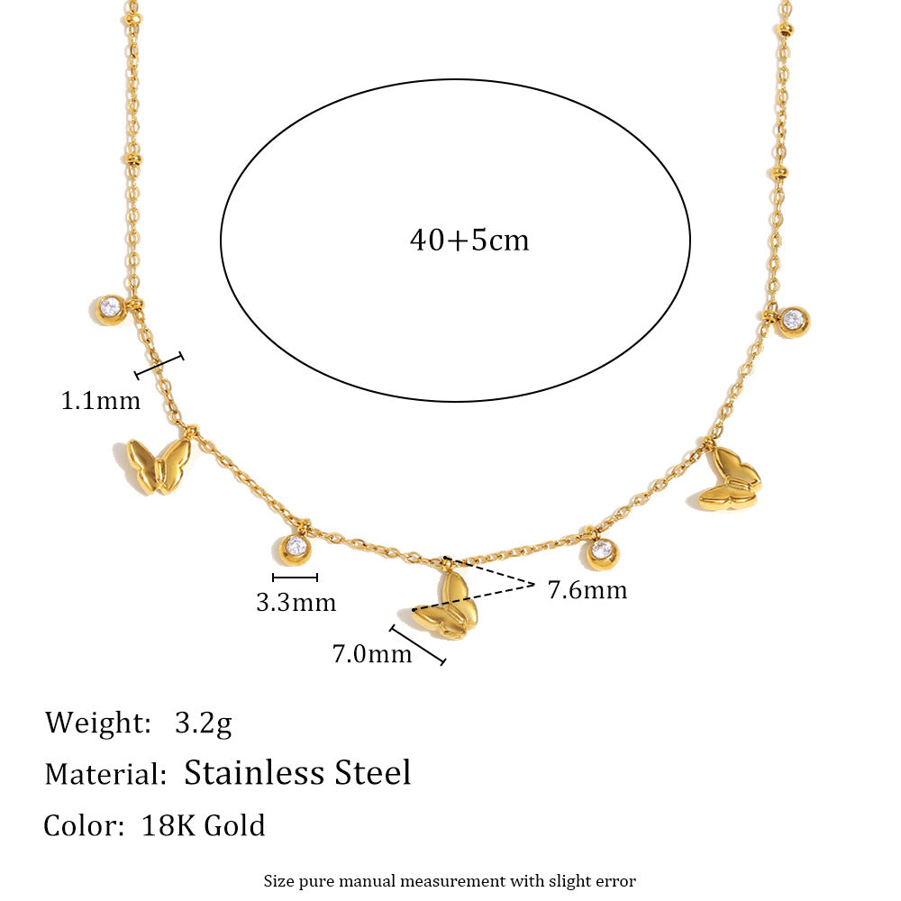 Collana da donna a forma di cuore e lacrima, placcata in oro 18 carati, in acciaio inossidabile, con fiore in zircone e perline