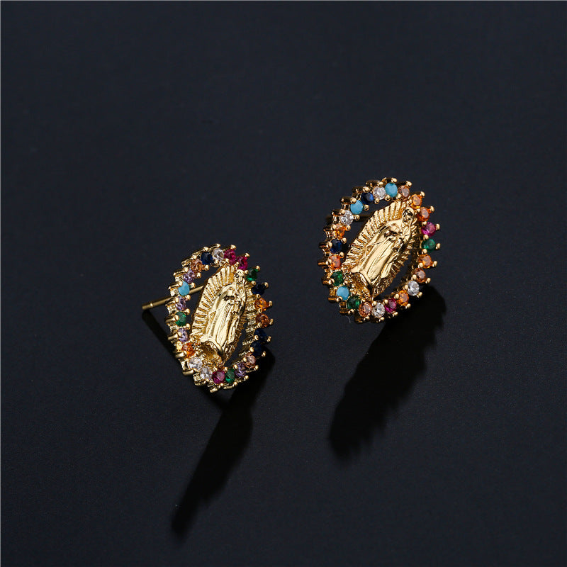 Minimalist Geometric 18K Gold Plated Brass Micro Inlay Cubic Zirconia Earrings for Women