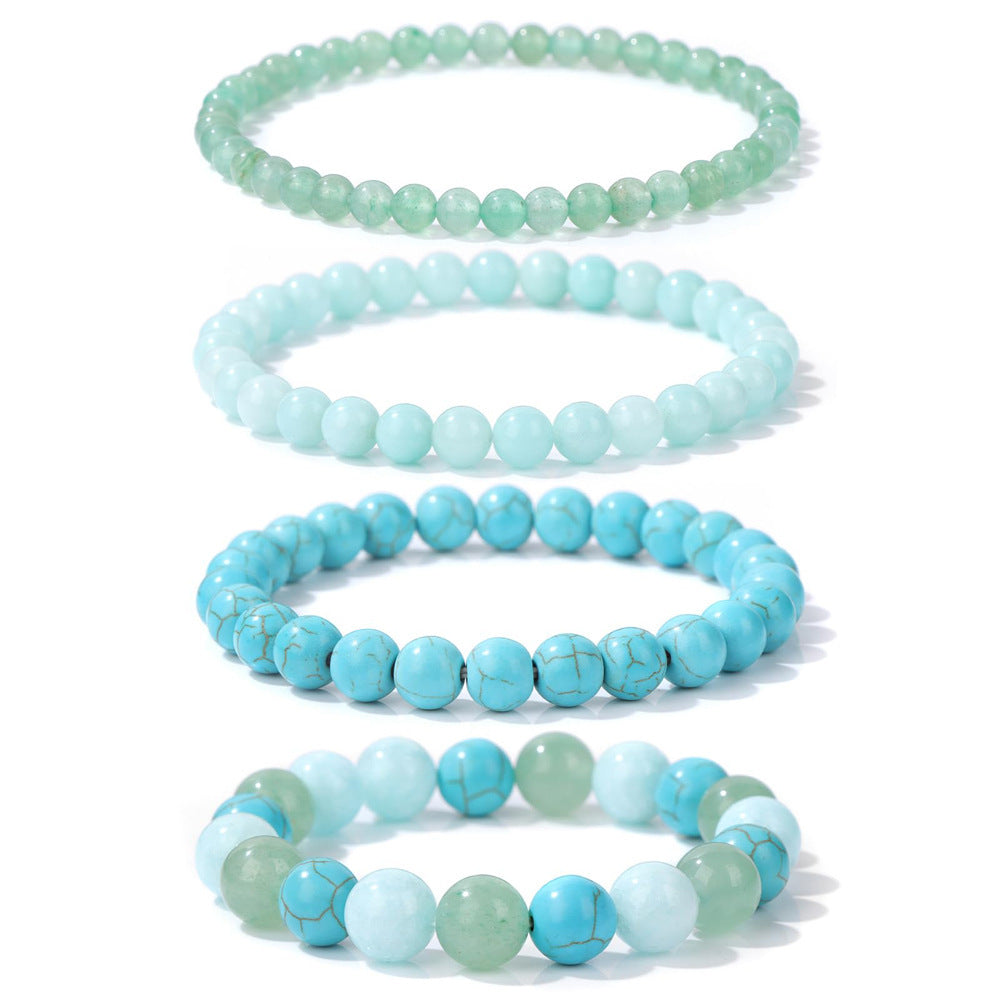 Geometric Natural Stone Beaded Bracelet Set Unisex Handmade Jewelry
